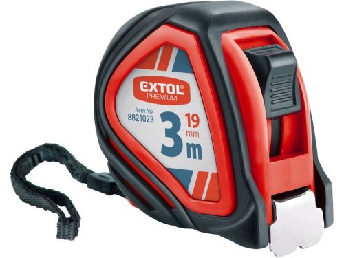 Extol Premium mérőszalag, gumírozott, 1 stoppos, 3m×19mm, ergonómikus