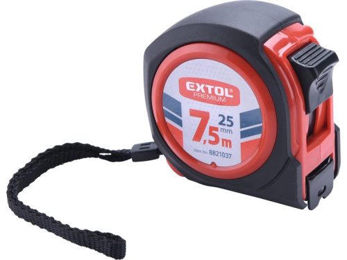 Extol Premium mérőszalag, gumírozott, 1 stoppos, 7,5m×25mm, ergonomikus