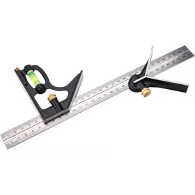 Extol Premium asztalos kombinált derékszög/vízmérték/vonalzó, többfunkciós, 300 mm, ALU/Inox