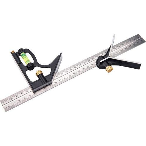 Extol Premium asztalos kombinált derékszög/vízmérték/vonalzó, többfunkciós, 300 mm, ALU/Inox