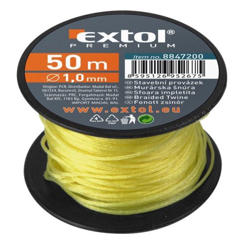 Extol Premium kőműves zsinór, 1,7mm×50m, sárga