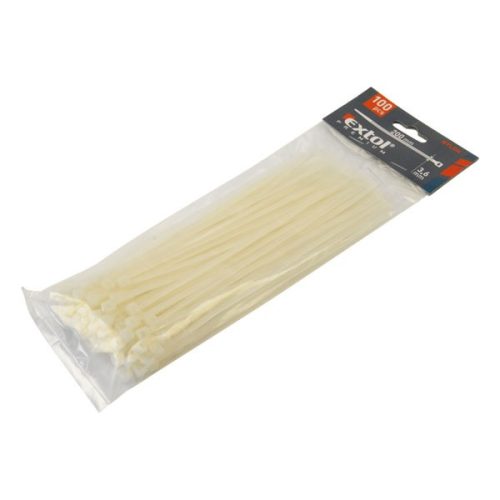 Extol Premium kábelkötegelő 4,8×300mm 100db, fehér nylon