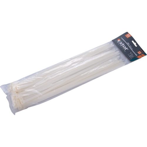 Extol Premium kábelkötegelő 7,6×380mm 50db, fehér nylon UV-, sav- és lúgálló