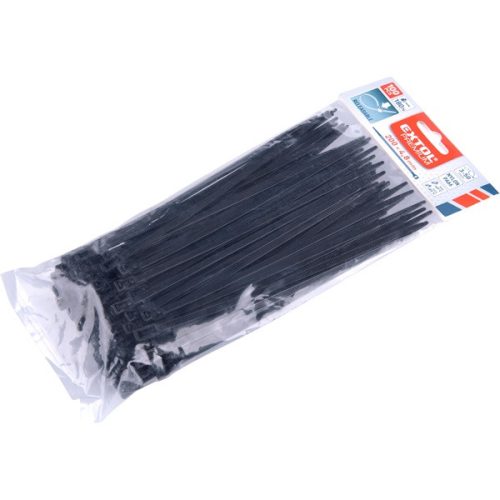 Extol Premium kábelkötegelő 4,8×200mm 100db, többször használható (oldható) fekete nylon UV-,