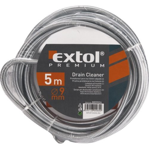 Extol Premium lefolyócső tisztító, 3m, 9mm átmérővel