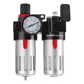 Extol Premium levegőelőkészítő légszűrő nyomásszabályozóval, olajozóval és manométerrel 60°C