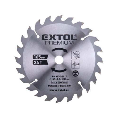 Extol Premium tartalék körfűrészlap a 8891822 géphez, 165×2,3×16mm, 24T