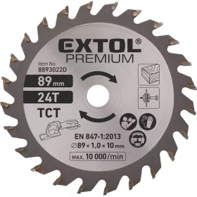 Extol körfűrészlap, keményfém lapkás, 89mm, 24T a 8893022 mini körfűrészhez
