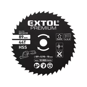 Extol körfűrészlap, HSS, 89mm, 44T a 8893022 mini körfűrészhez.