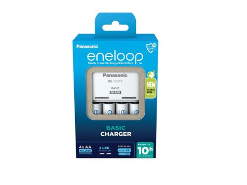 Panasonic akkumulátor töltő + 4 db AA/ceruza akkumulátor 1,2 V 2000 mAh