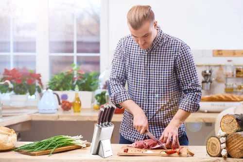 Gourmet Steely 5 részes kés szett, rozsdamentes acél tartóval