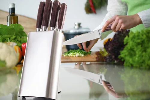 Gourmet Steely 5 részes kés szett, rozsdamentes acél tartóval