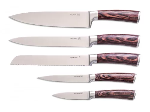 Gourmet Steely 5 részes kés szett, rozsdamentes acél tartóval