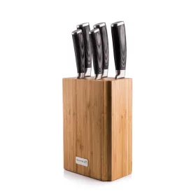 Gourmet Stone késkészlet 5 részes, bambusz késtartóval