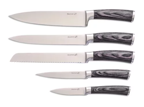 Gourmet Stone késkészlet 5 részes, bambusz késtartóval