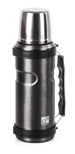 Kulacs, 1000 ml, acélszürke, fogantyúval