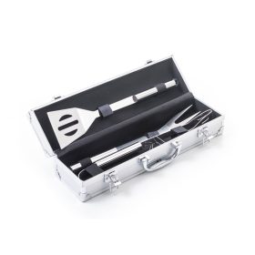 Grillező eszközkészlet, 3 részes, alumínium bőröndben