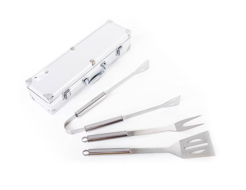 Grillező eszközkészlet, 3 részes, alumínium bőröndben