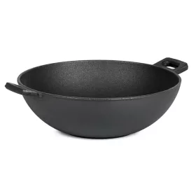 Wok grill serpenyő, öntöttvas