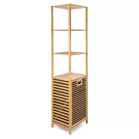 Szennyeskosár 30 l polcokkal, bambusz