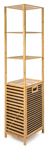 Szennyeskosár 30 l polcokkal, bambusz
