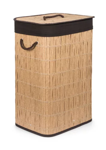 Szennyeskosár 72 l, rattan utánzat, barna betéttel