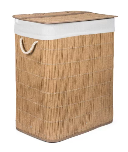 Szennyeskorás elválasztókkal, 105 l, rattan utánzat, fehér betéttel