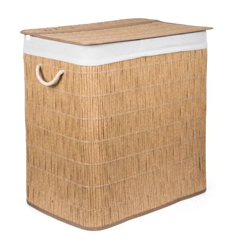Szennyeskorás elválasztókkal, 150 l, rattan utánzat, fehér betéttel