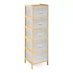 Bambusz polc szövet fiókkal 5x21 l, 36,5x120x35 cm, bézs