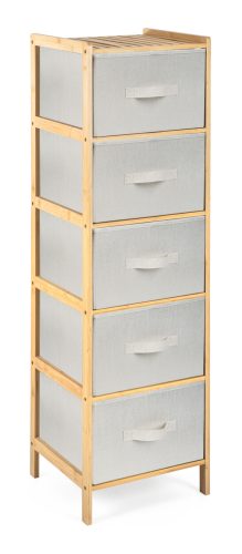 Bambusz polc szövet fiókkal 5x21 l, 36,5x120x35 cm, bézs