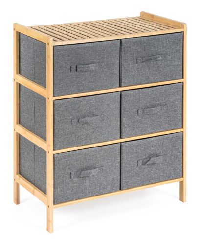 Bambusz polc szövet fiókkal 6x20 l, 66x78,5x35 cm