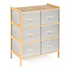 Bambusz polc szövet fiókkal 6x20 l, 66x78,5x35 cm, bézs