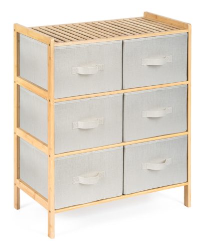 Bambusz polc szövet fiókkal 6x20 l, 66x78,5x35 cm, bézs