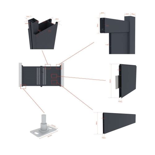 Marion kétszárnyú kapu 350x158 cm, antracit