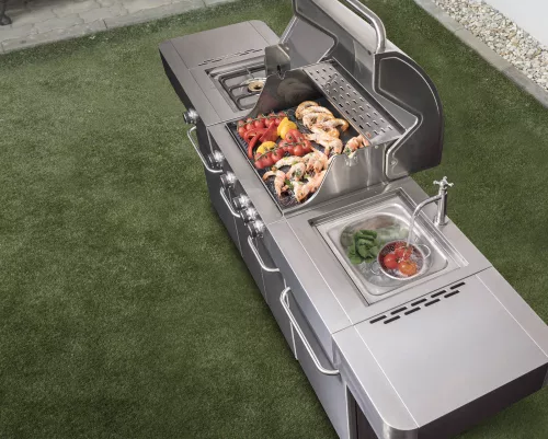 Arizona gázgrill, BBQ Premium Line konyha 6 égőfej, nyomáscsökkentővel