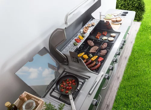 Nevada BBQ konyha Premium Line gázgrill, 8 égőfej, nyomáscsökkentővel