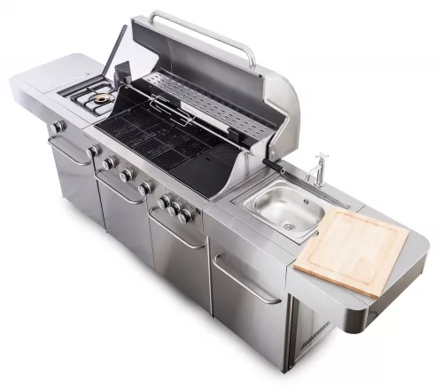 Nevada BBQ konyha Premium Line gázgrill, 8 égőfej, nyomáscsökkentővel