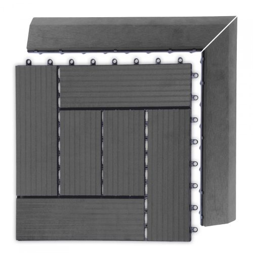 Átvezető profil WPC burkolócsempékhez, 38,5x7,5 cm sarok (jobb), ében