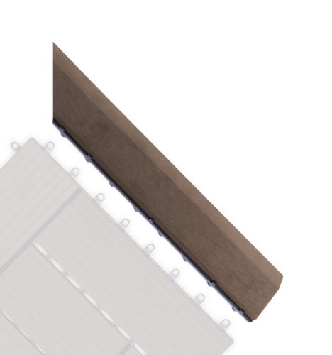 Átvezető profil WPC burkolócsempékhez, 38,5x7,5 cm sarok (jobb), indiai teak
