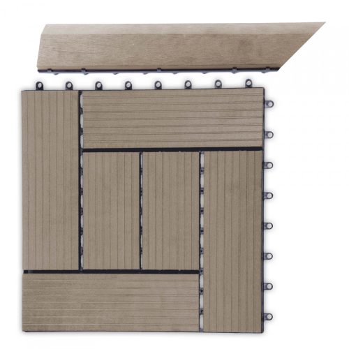 Átvezető profil WPC burkolócsempékhez, 38,5x7,5 cm sarok (bal), indiai teak