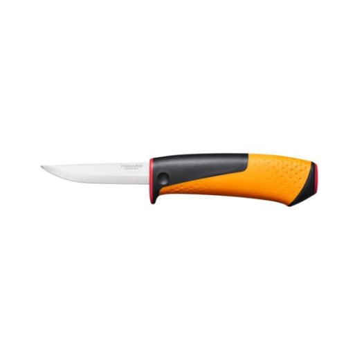 Fiskars kés kifinomult famunkákhoz, tokba épített élezővel