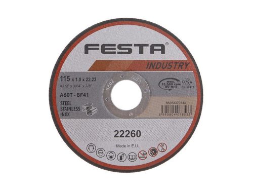 Festa Vágókorong fémre 115 x 1,0 x 22,2 mm INDUSTRY