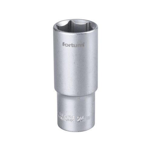 Fortum dugófej, hosszított, 1/2", 24mm, 61CrV5, mattkróm, 77mm hosszú FORTUM