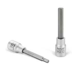 Fortum bitdugófej, imbusz, 1/2", hosszú, 61CrV5/S2, mattkróm 10mm (HX10)