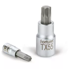 Fortum bitdugófej, torx, 1/2", 61CrV5/S2, mattkróm TX45, 55mm
