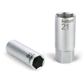 Fortum gyertyakulcs dugófej 1/2", 61CrV5 16mm, gumírozott