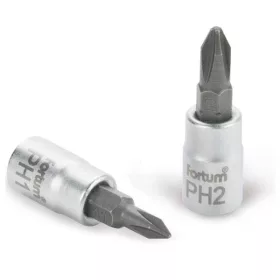 Fortum bitdugófej PH bittel, 61CrV5/S2, mattkróm PH2, 1/4"