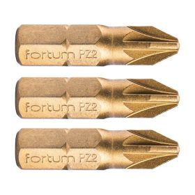 Fortum behajtóhegy PZ, 3 db, S2 acél, Titanium bevonat PZ 2×25mm, bliszteren
