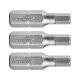 Fortum behajtóhegy HEX, 3 db, S2 acél H 4×25mm, bliszteren