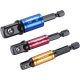 Fortum dugókulcs adapter készlet 3db 1/4" - 3/8" - 1/2" dugófejekhez, fúrógépbe 1/4" hatszög